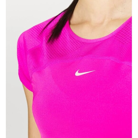 Nike Pro Dri-FIT Cropped Top – Fire Pink with Logo Band – Women’s‎ Small - Picture 5 of 15